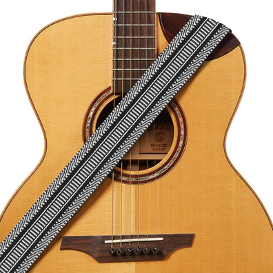 AMUMU Guitar Strap Black and White Weave -CO18W-BW